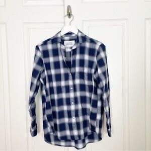 Grayson x Frank & Eileen Hero Navy Plaid Cotton Poplin Button Down Shirt Sz S